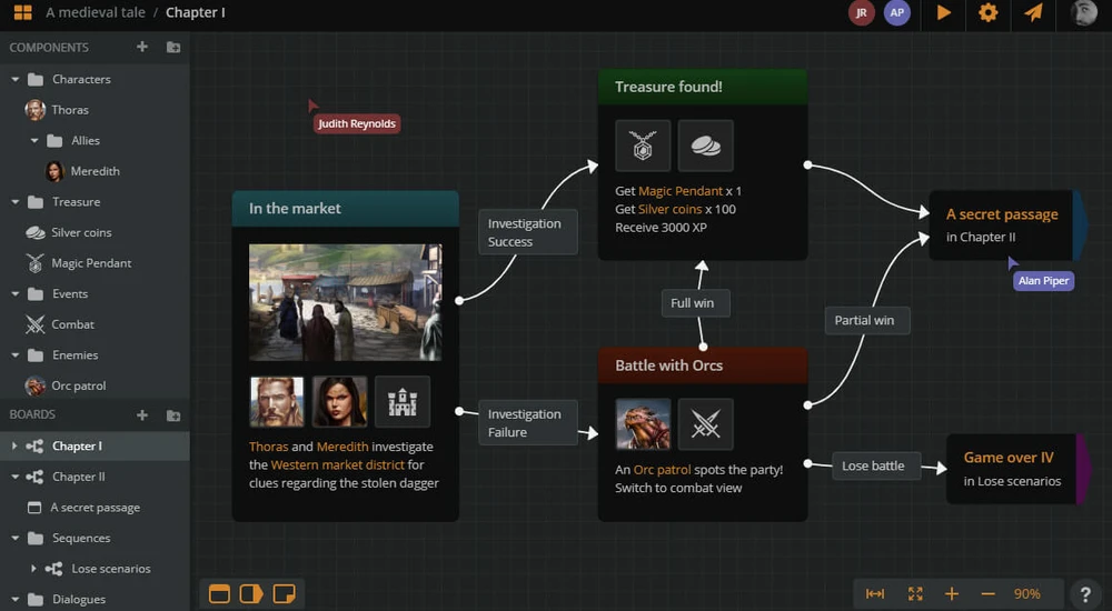 Arcweave - browser-based narrative design tool with real-time collaboration