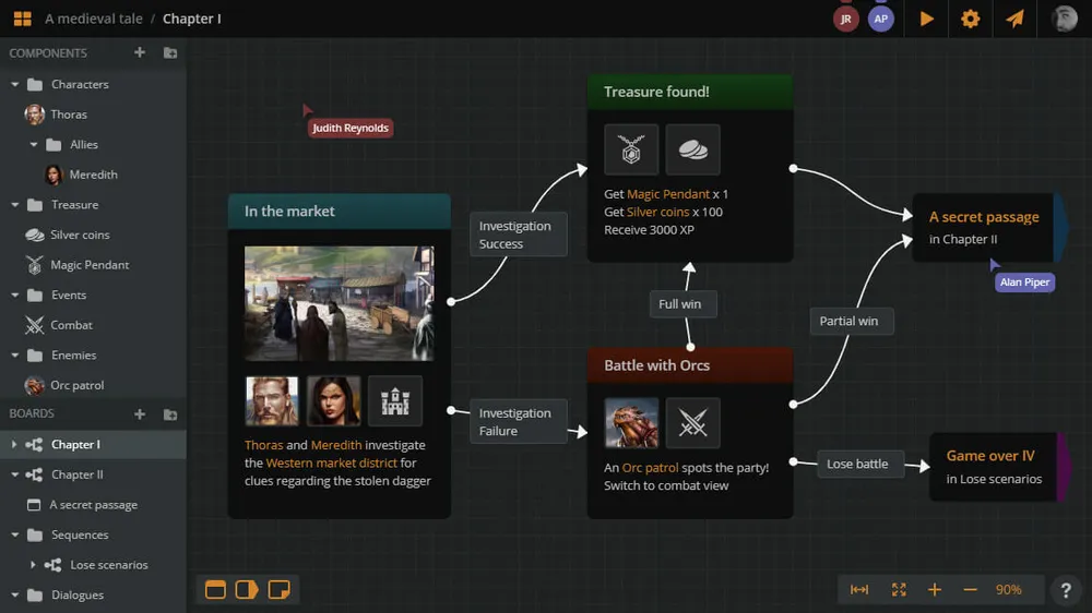 User Interface of Arcweave
