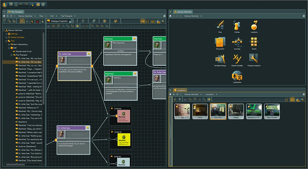 articy:draft - enterprise narrative design tool interface